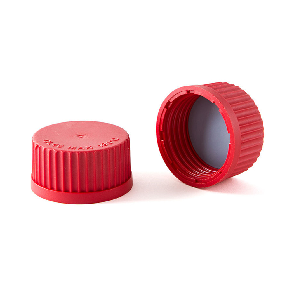 Red PBT Closetop Screw Cap GL14 GL16 GL18 GL25 GL32 GL45 With Included PTFE Coated Silicone Seal for Laboratory Glass Bottles 