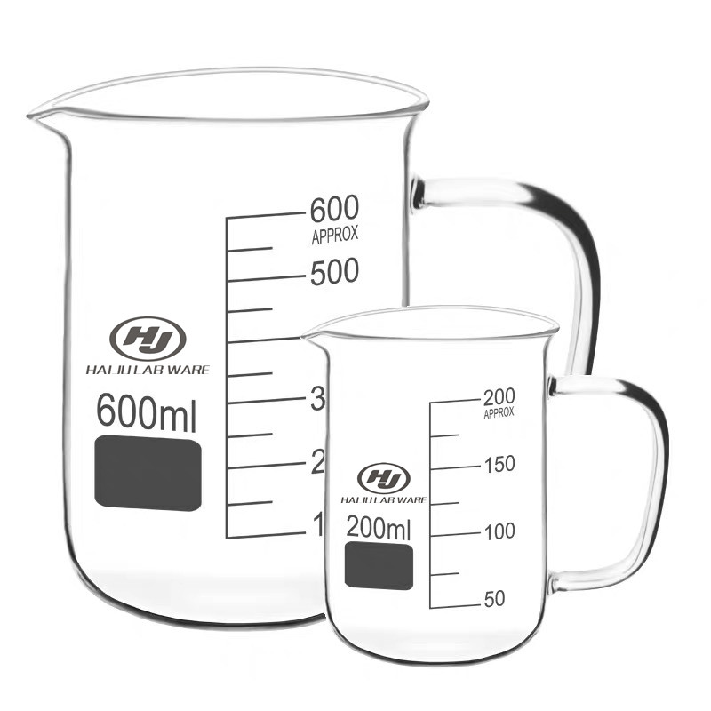 502000ml Glass Beaker Mug Cup With Handle 3.3 Borosilicate Glass Lab Glassware Clear And Thick